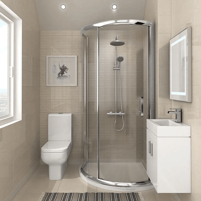 En-suite with chrome quadrant shower