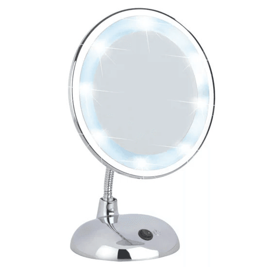 Chrome light up cosmetic mirror