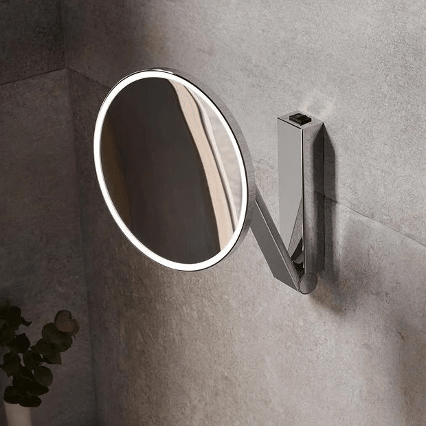 Chrome wall mount round cosmetic light up mirror