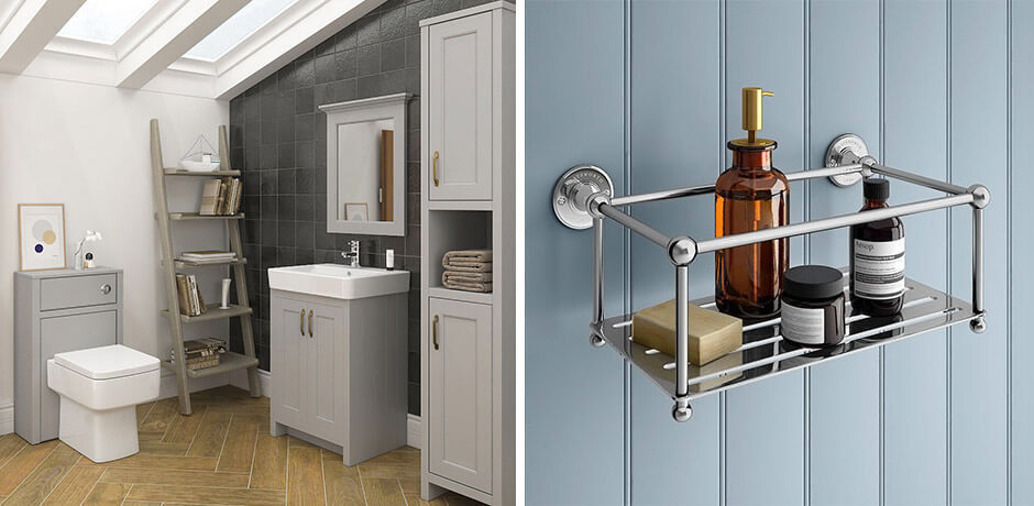 Grey Bathroom Suite and Shower Caddy 