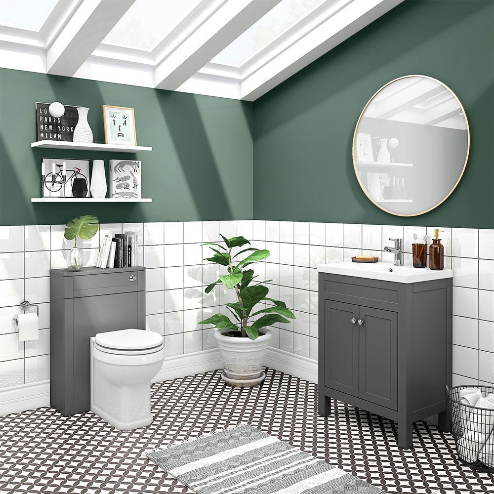The Trafalgar Grey Sink Vanity Unit + Toilet Package