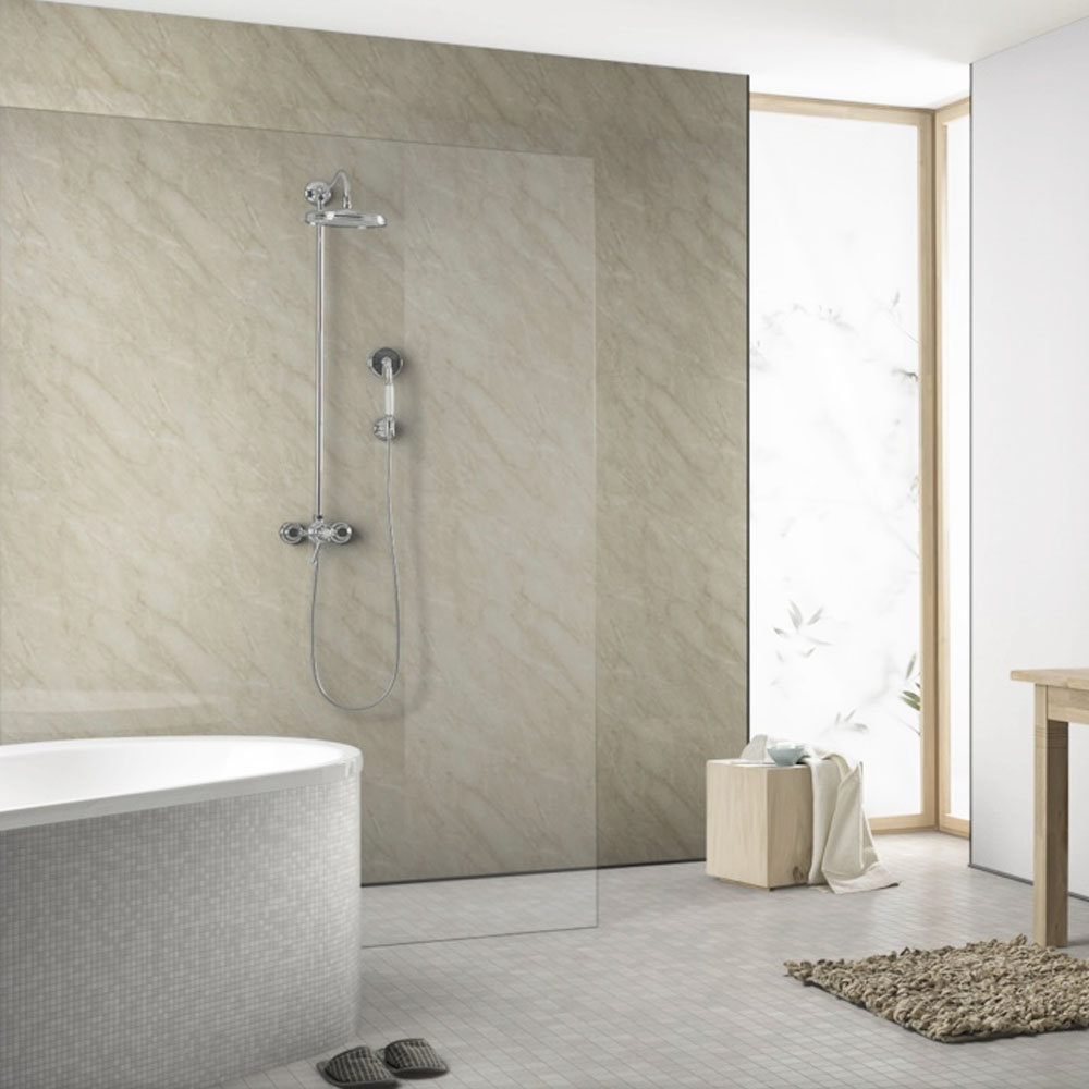Showerwall Ivory Marble Waterproof Decorative Wall Panel - Various Size Options