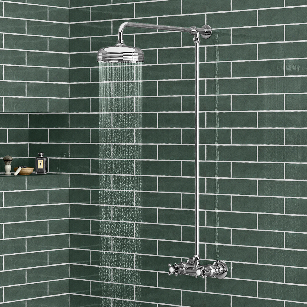 Chatsworth Thermostatic Shower Bar Valve with Rigid Riser & Fixed Head