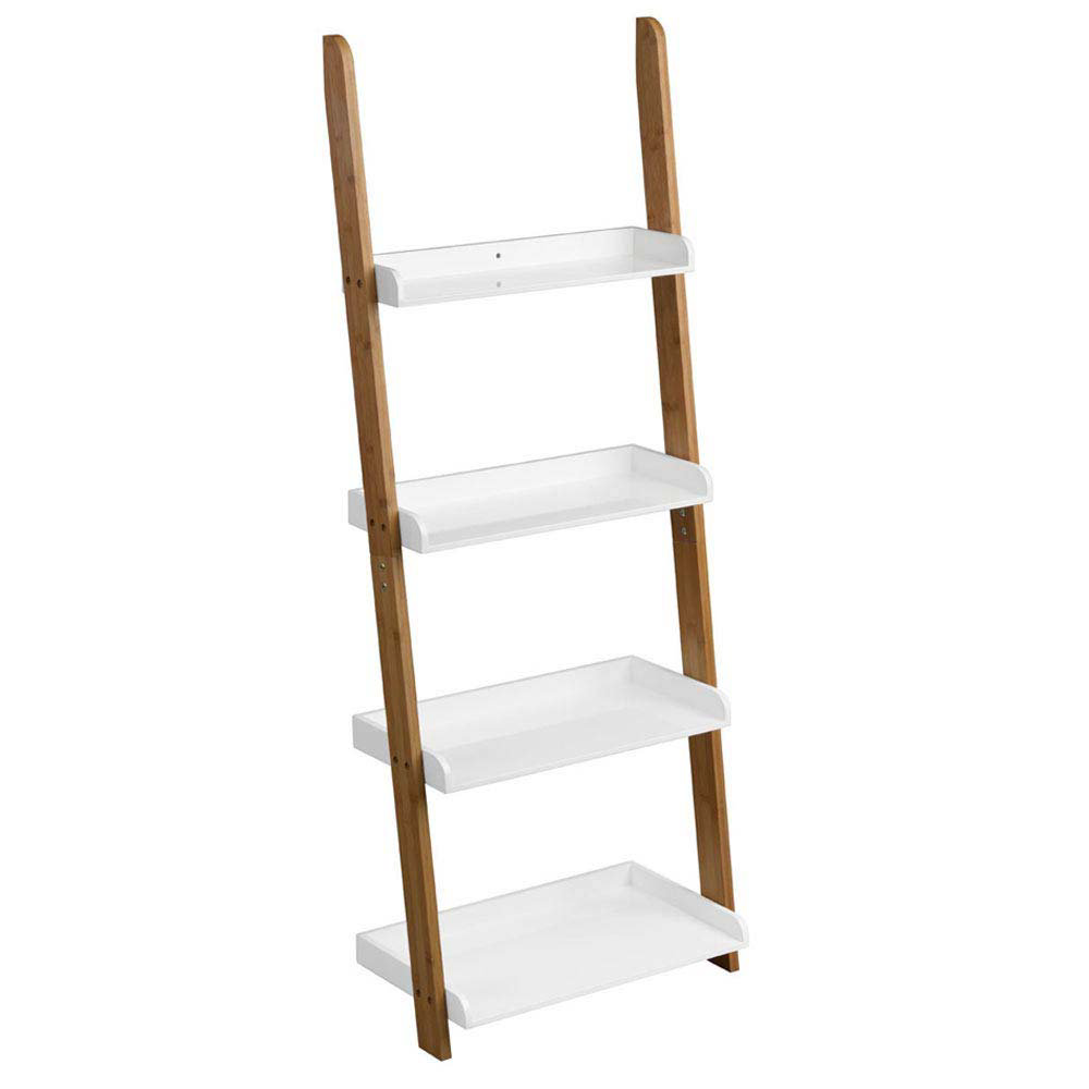 Wood And White Ladder Shelf