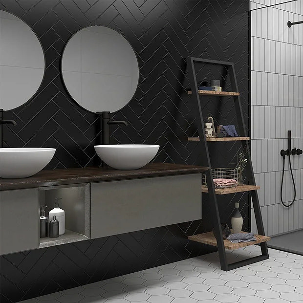 Black and white tiled bathroom 