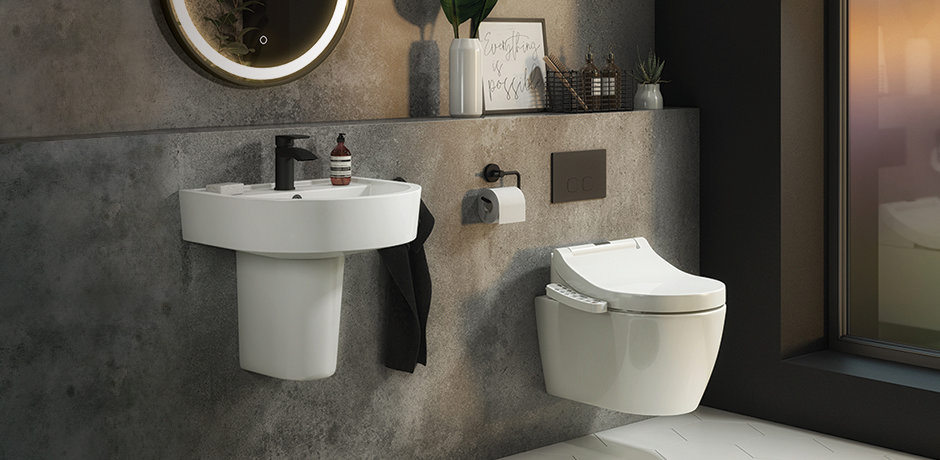 Grey Bathroom with Toilet Suite