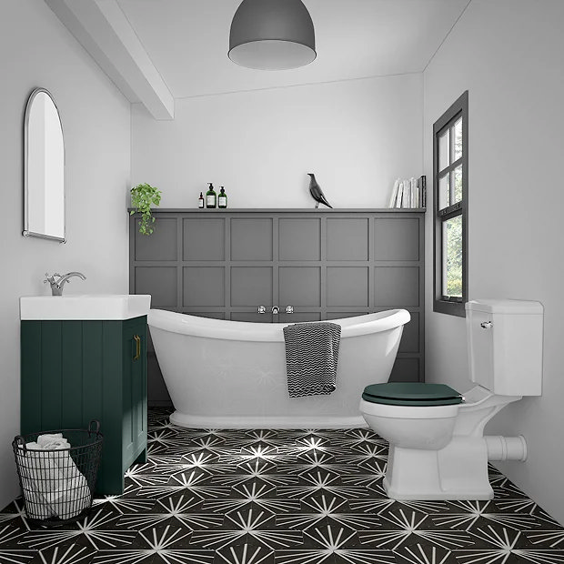 Hexagon Black with White Lines Wall and Floor Tiles