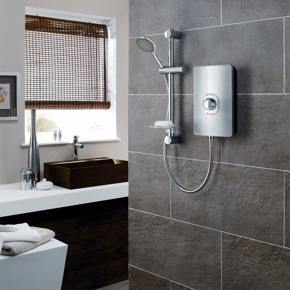 Triton - Aspirante 8.5kw Electric Shower in Brushed Steel