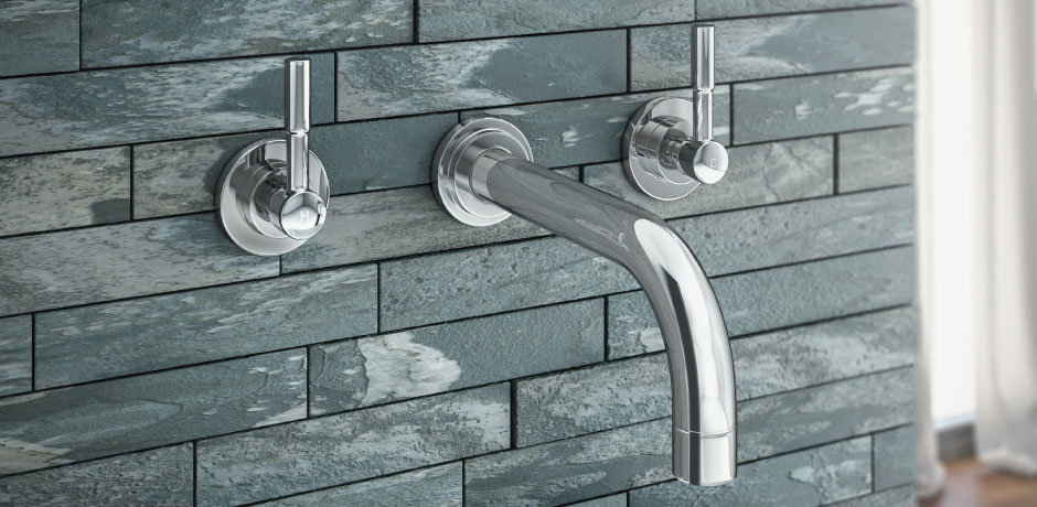 Silver Wall Mounted Bathroom Taps