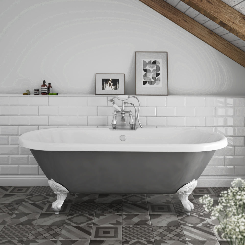 Grey 1695 Double Ended Roll Top Bath