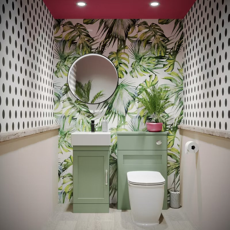 mixed pattern bathroom