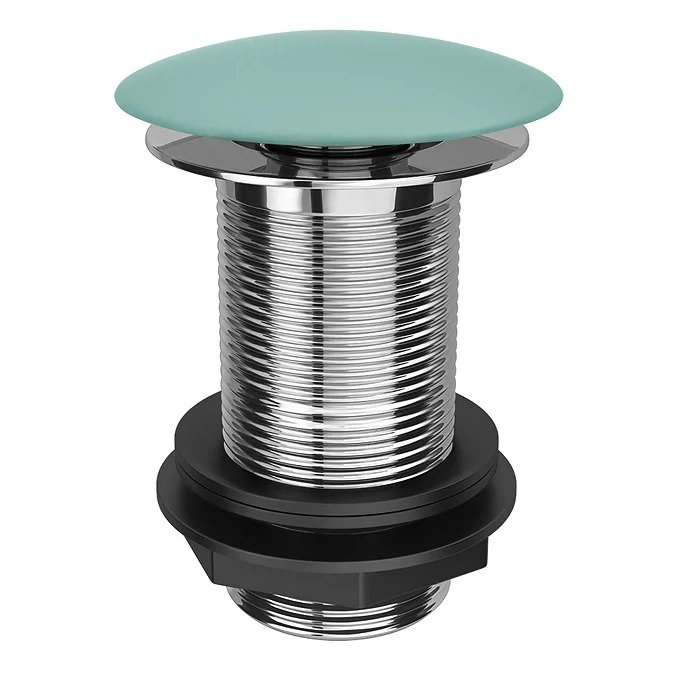 Chrome basin waste with a green stopper