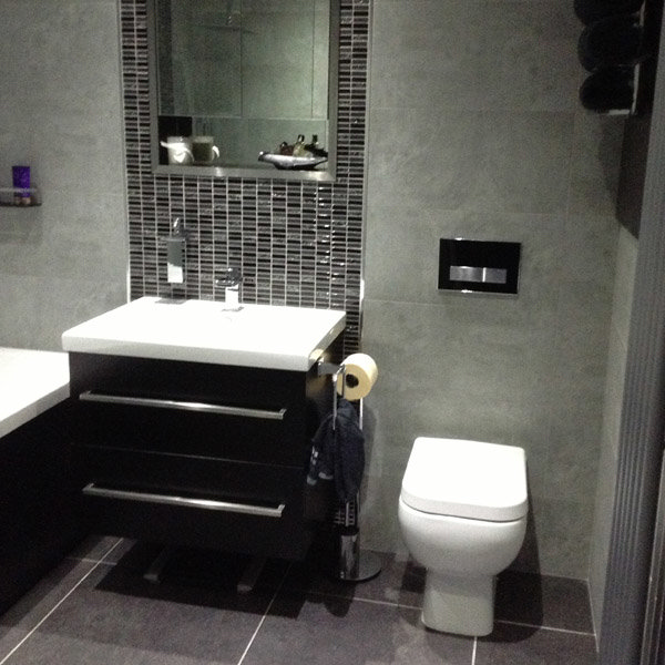 small grey and black contemporary bathroom
