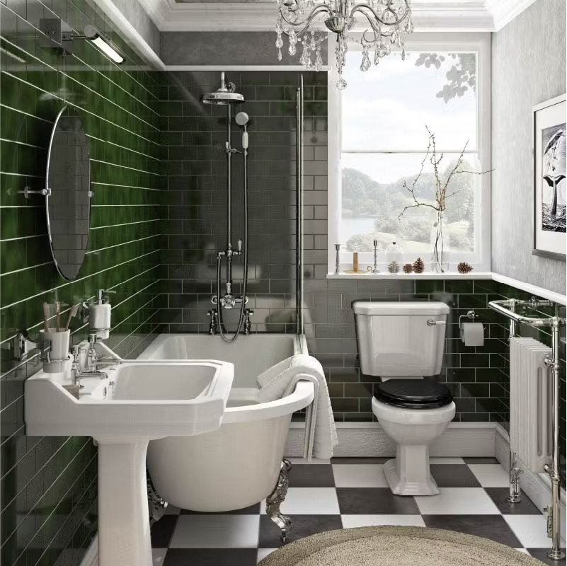 green vintage bathroom