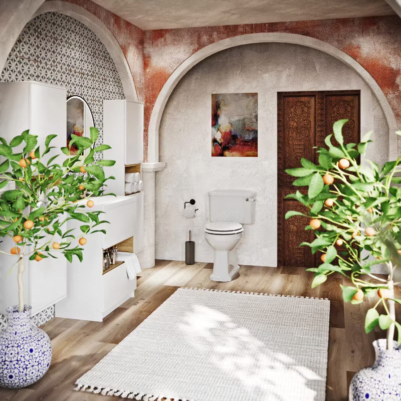 Mediterranean bathroom with citrus tree