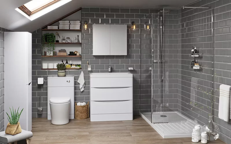 grey attic bathroom