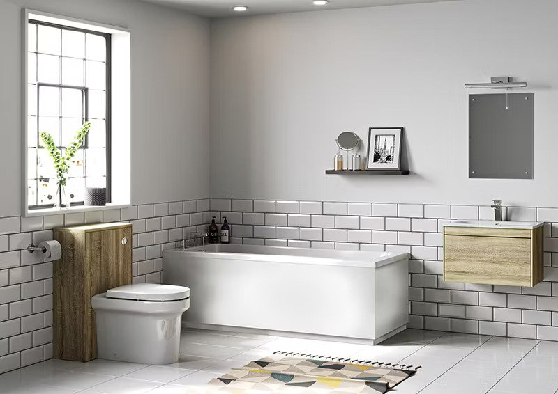 simple bathroom with metro tile