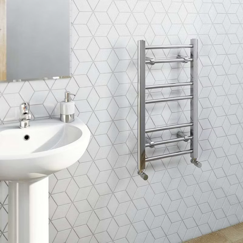 towel radiator and pedestal basin