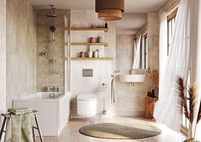 modern beige bathroom