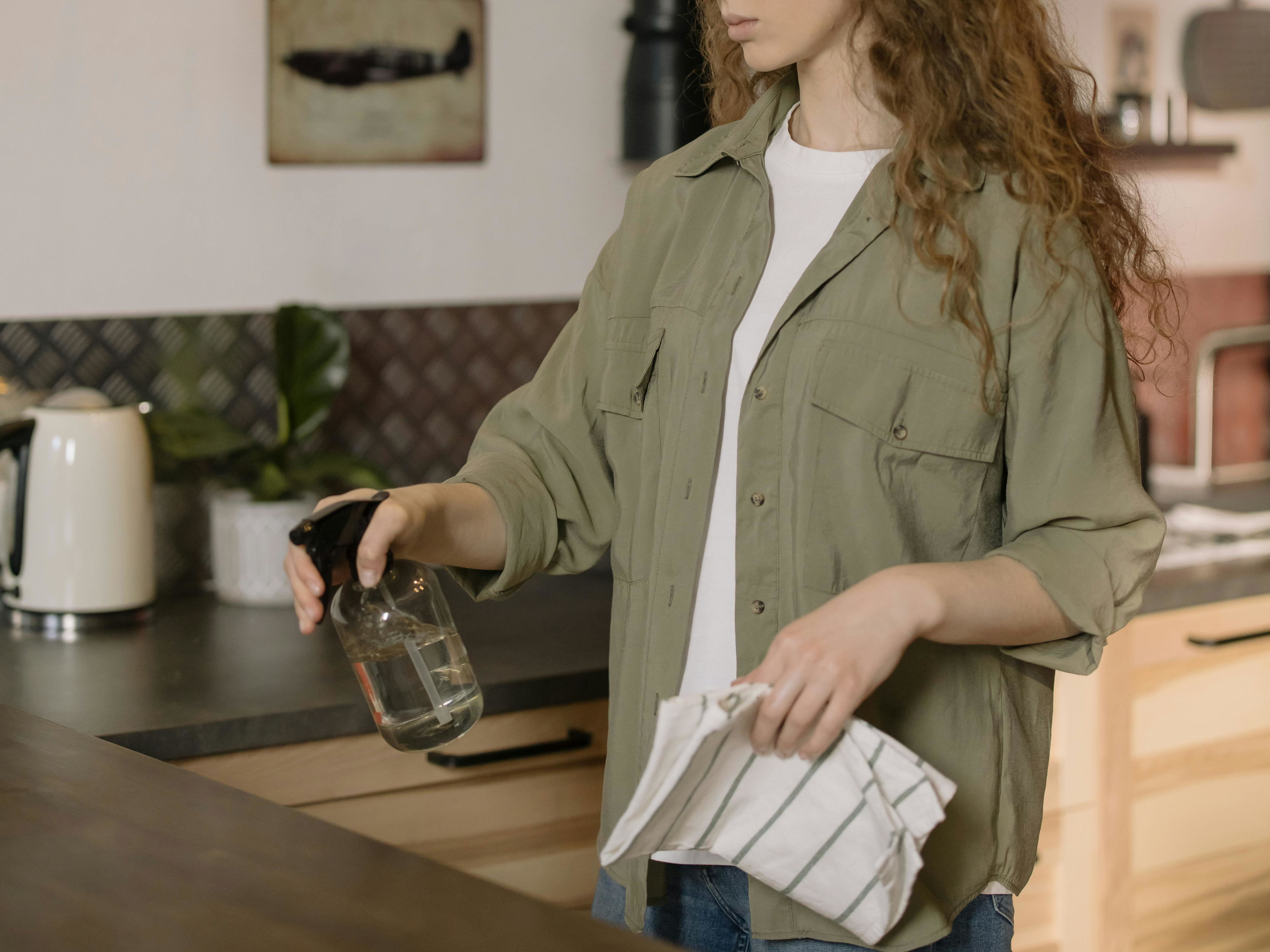 cleaning kitchen surface