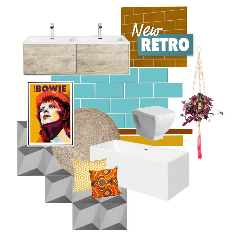 retro bathroom collage