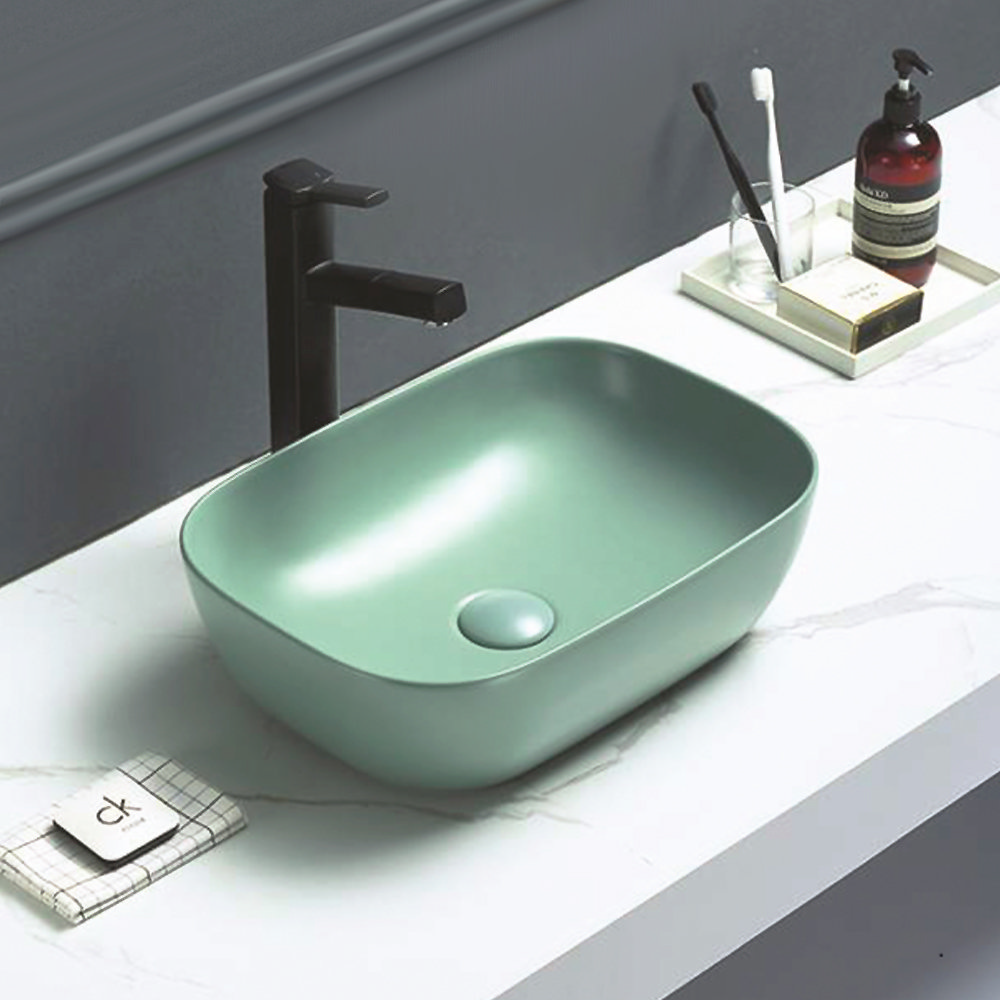 Green Curved Counter Top Basin