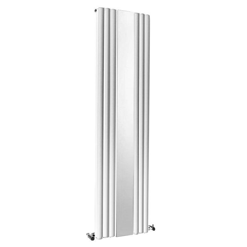 white vertical radiator with mirror