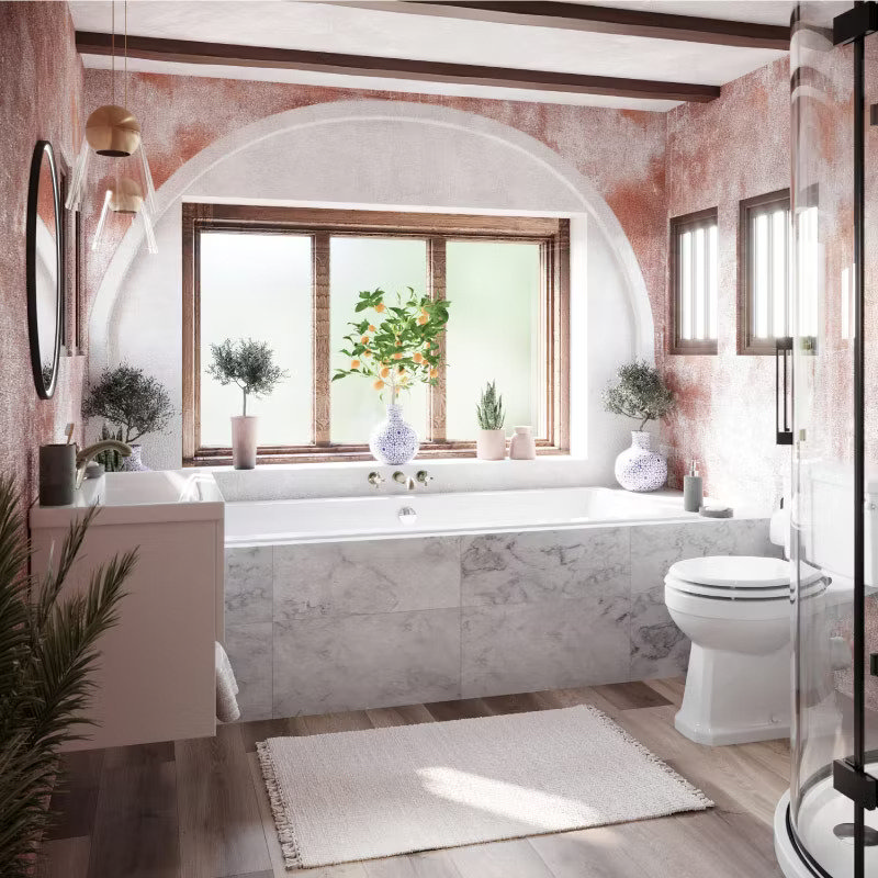 pink bathroom mediterranean style