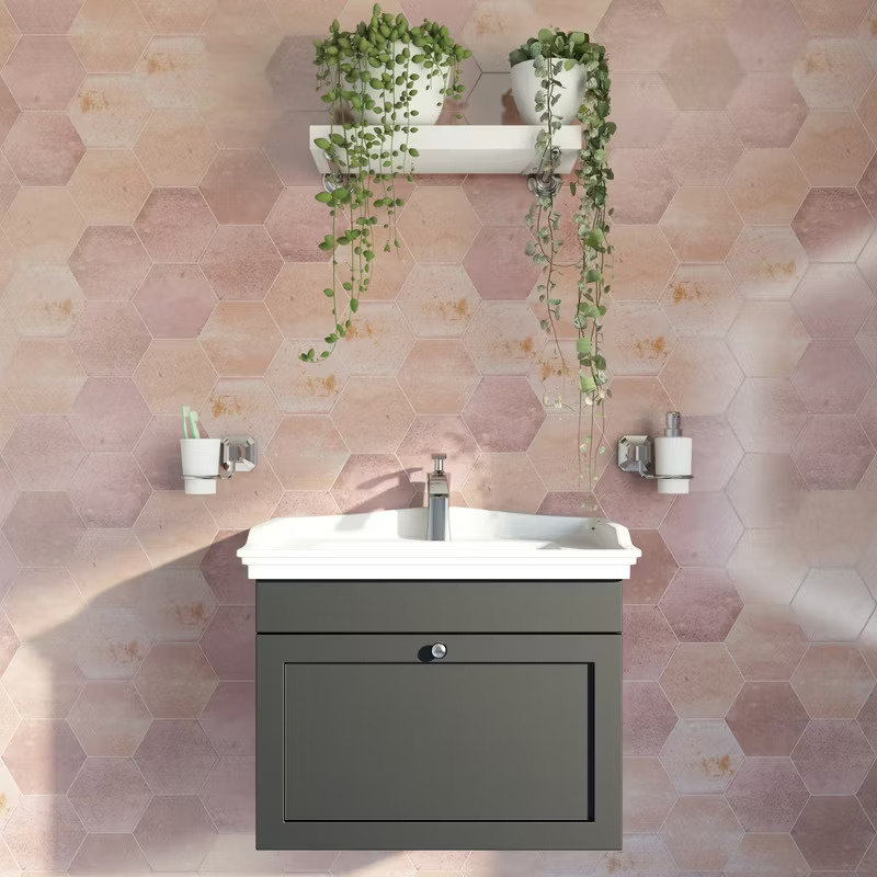 blush pink hexagon tiles