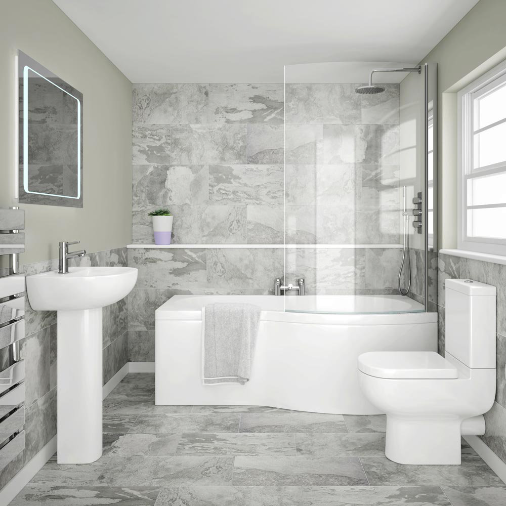 marble bathroom grey and white colours
