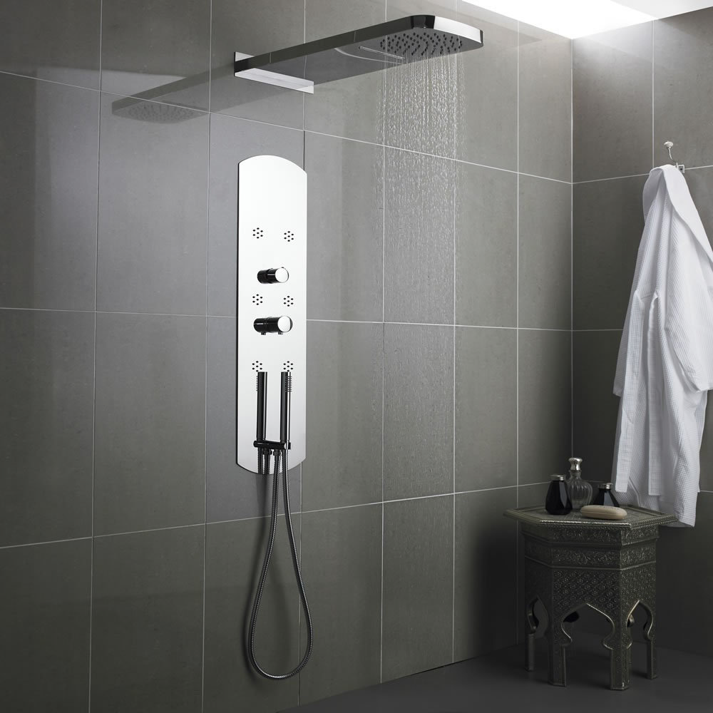 Interval Recessed Thermostatic Shower Panel - Chrome 
