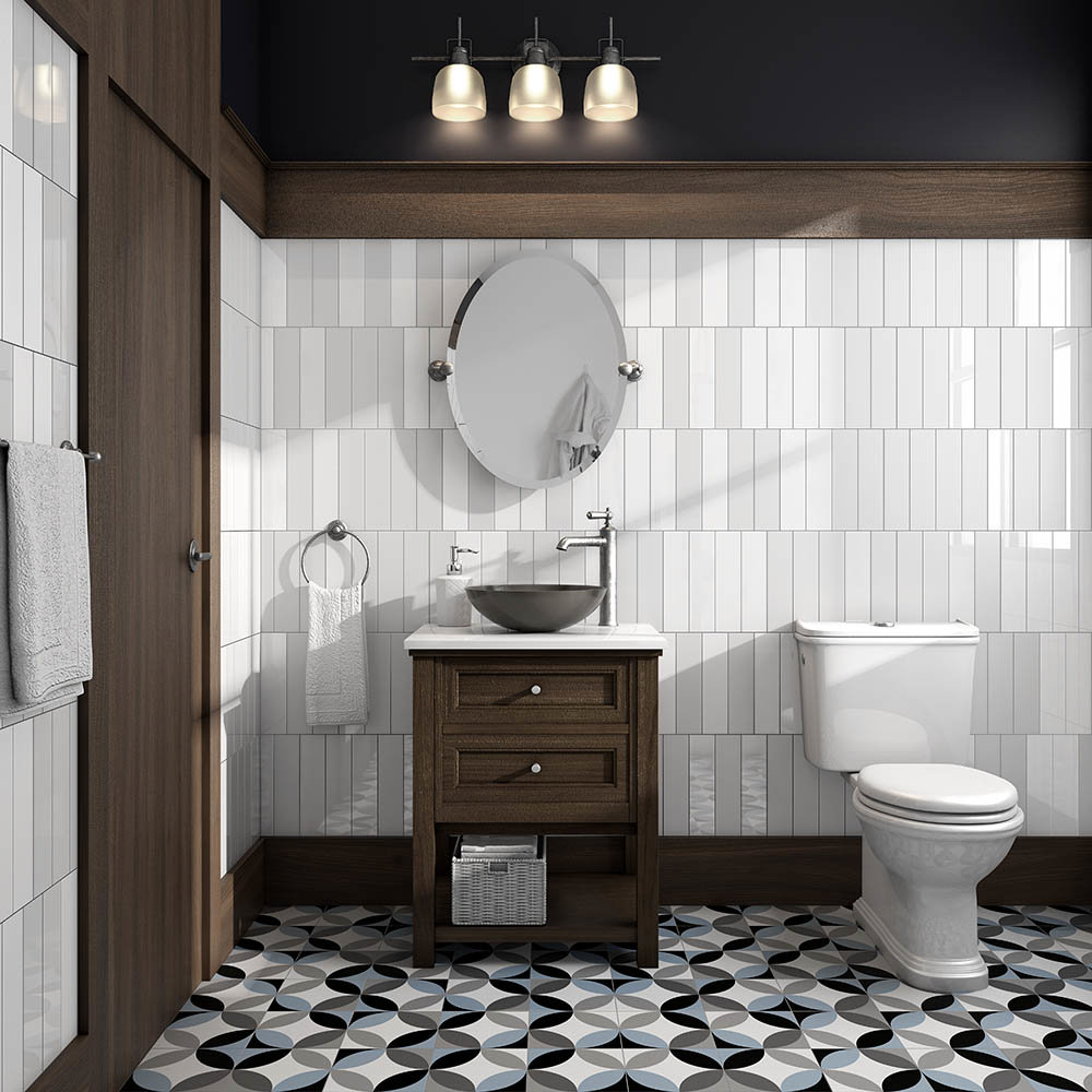 dark wood bathroom vanity and counter top basin 