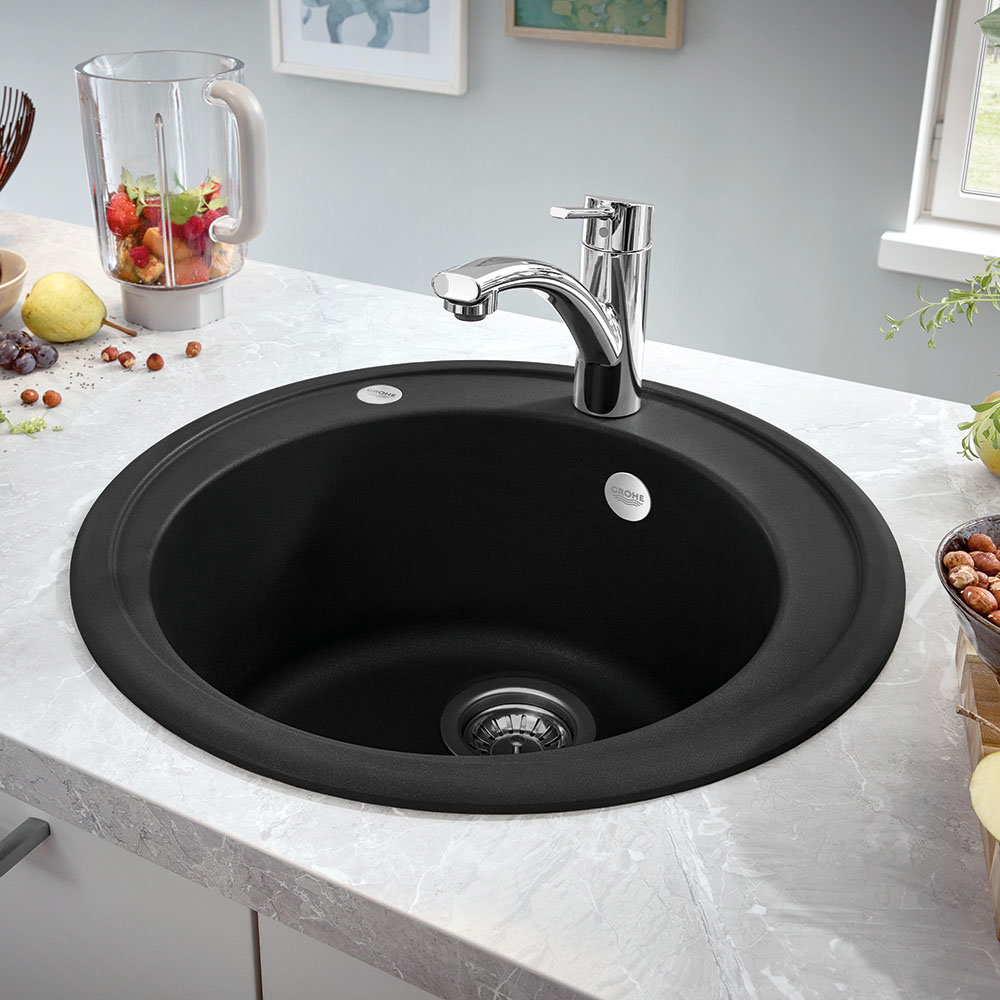 black circular composite sink
