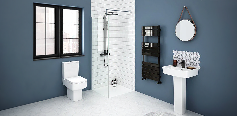 blue white and black ensuite