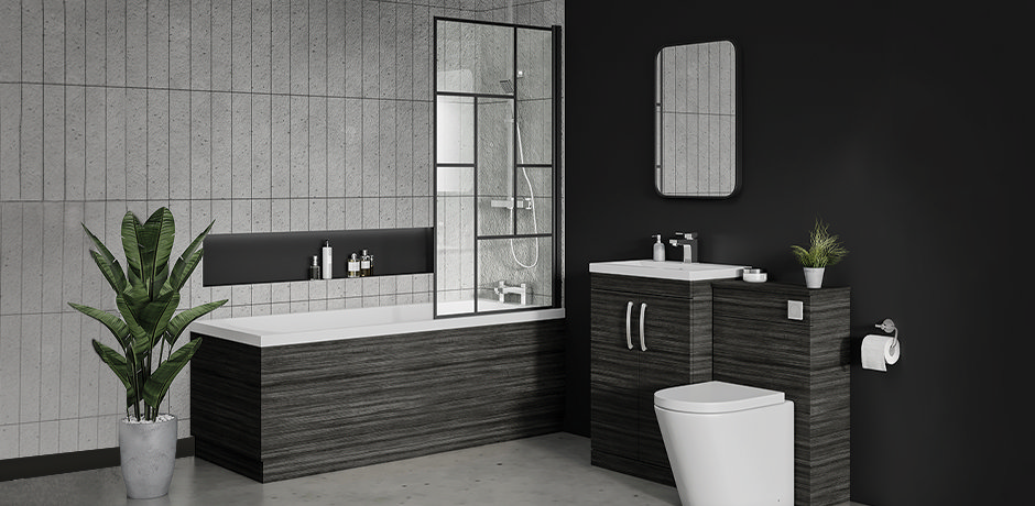 graphite and white modern bathroom