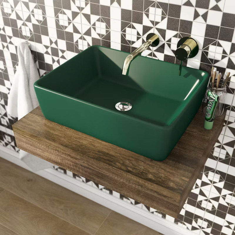 green bathroom basin