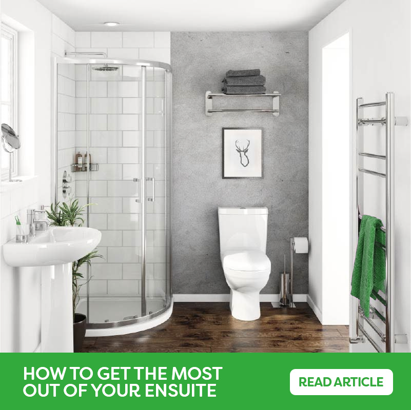 white ensuite bathroom with dark floors