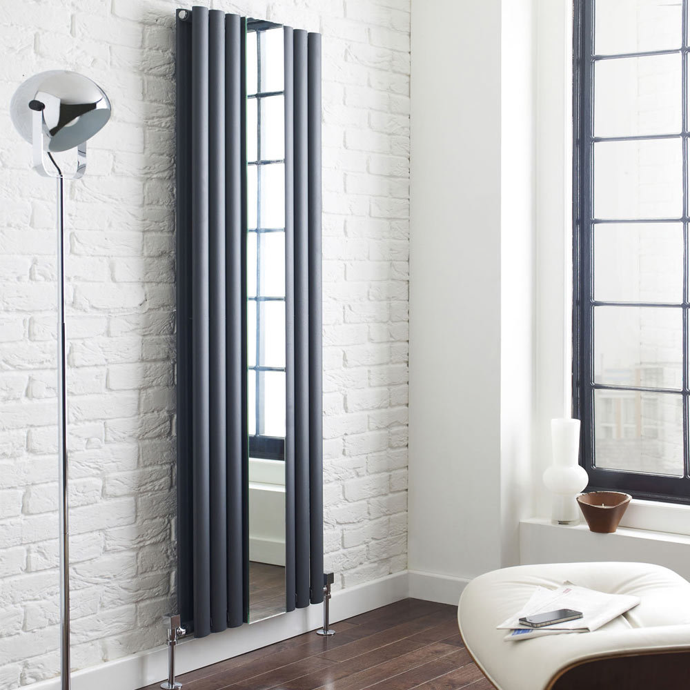 Anthracite Vertical Radiator with Mirror