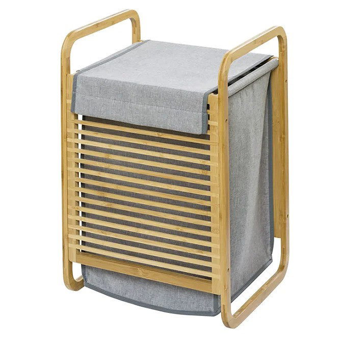 grey bamboo laundry bin