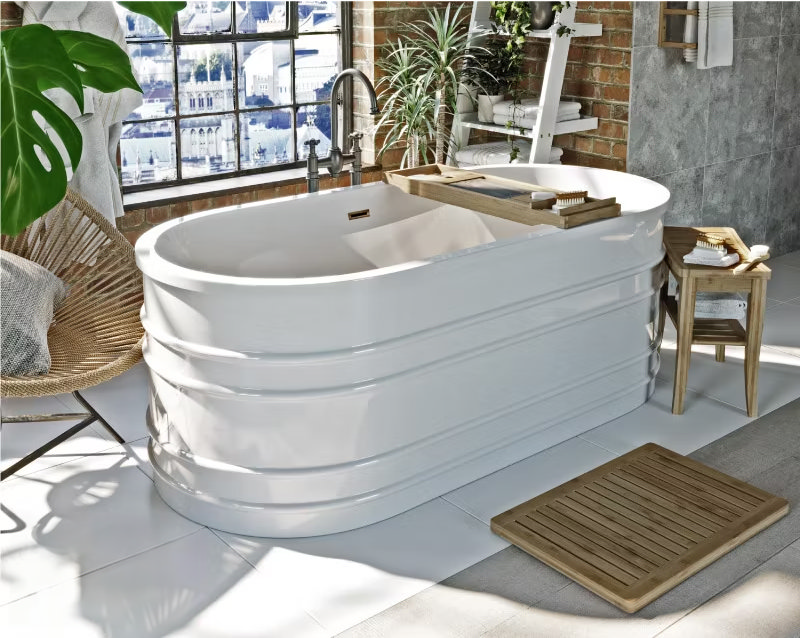 freestanding industrial white bathtub