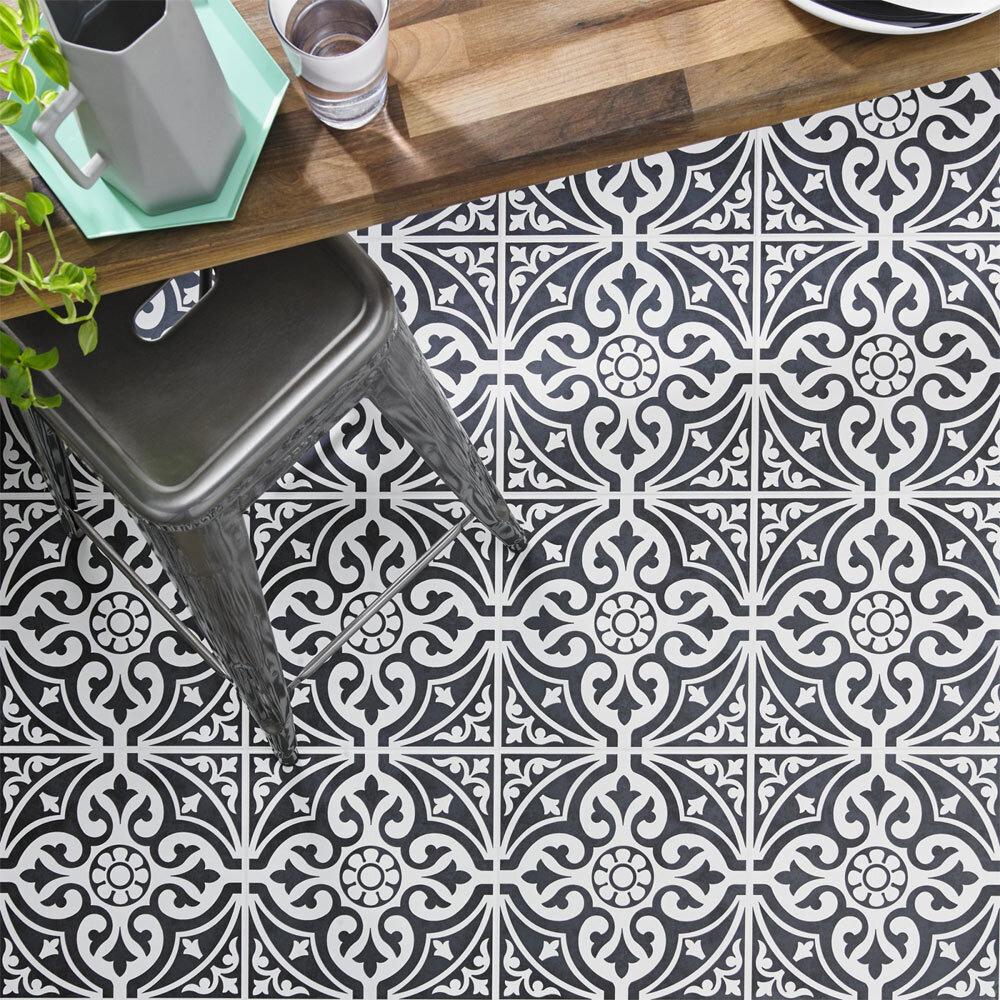 Black and white patterned tiles