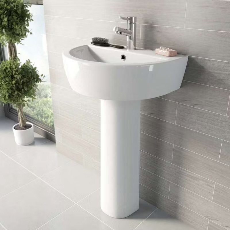 modern pedestal grey bathroom