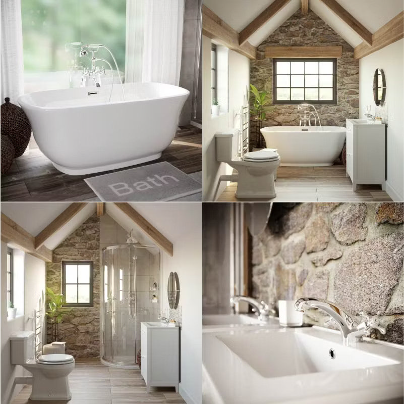 rustic bathroom image collage