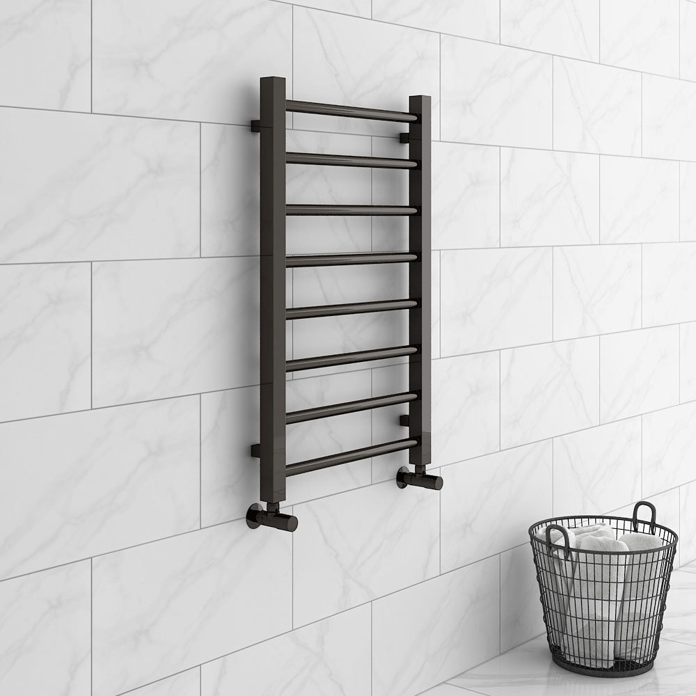 Brooklyn Black Nickel 800 x 500mm Straight Heated Towel Rail