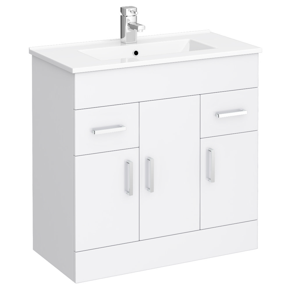 Turin Modern High Gloss White Vanity Sink Cabinet