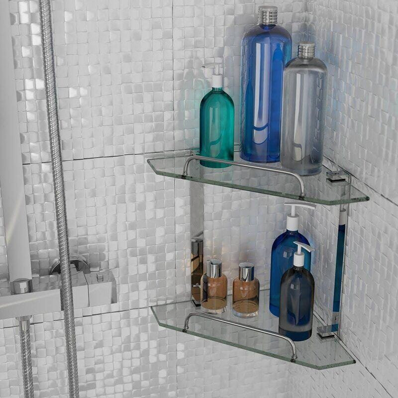 Square corner glass shelf.