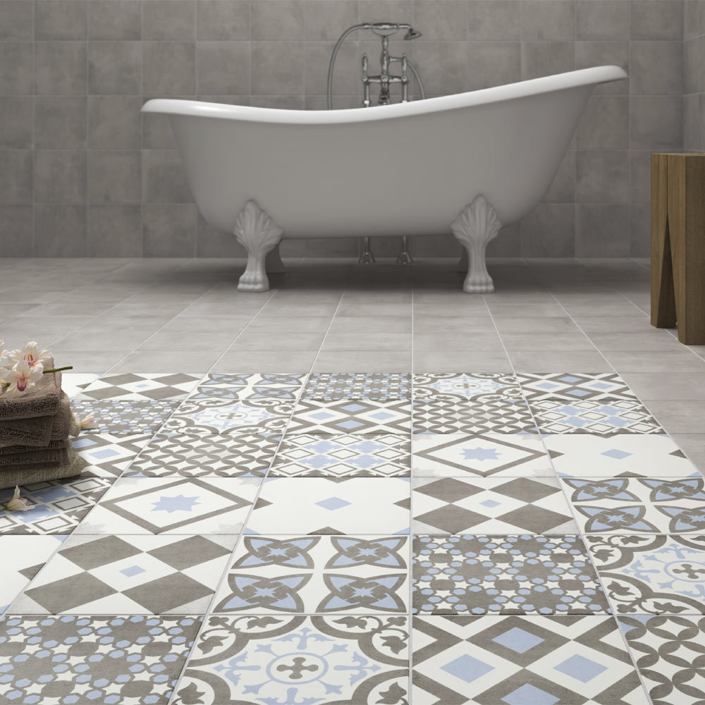 Vibe Light Blue Patterned Wall and Floor Tiles