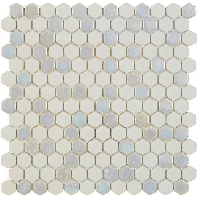 Hex White Mosaic Tile Sheet