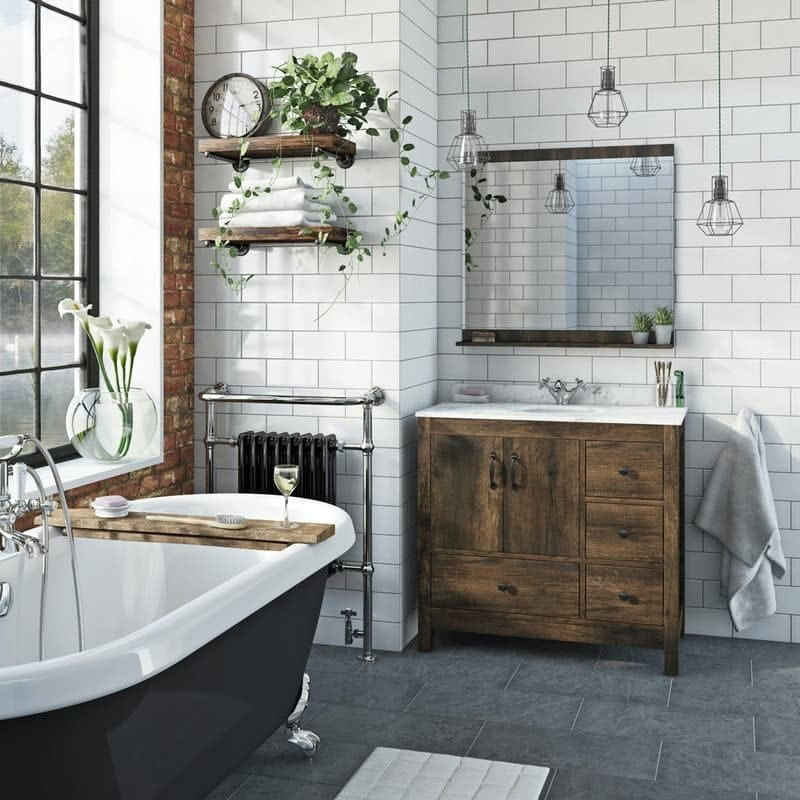 Wooden bathroom shelves