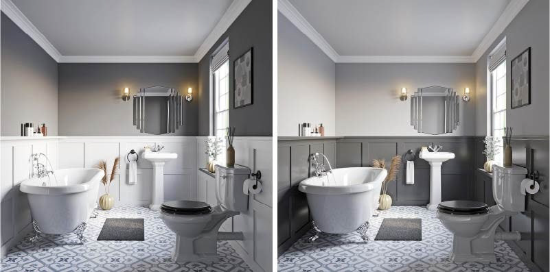 Grey painted bathroom